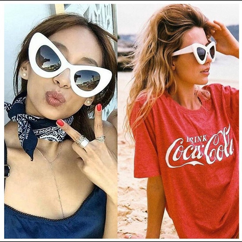 NEW Retro Cat Eye Sunglasses Red White Black